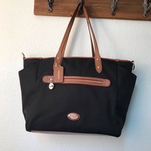 Large Coach Black and Tan Tote Bag